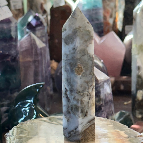 🔥SALE🔥 Moss Agate Crystal Point With Druzy! - Picture 6 of 10